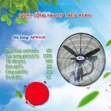 Quạt công nghiệp treo 650mm 210W điện 220V AFAN - AFW650
