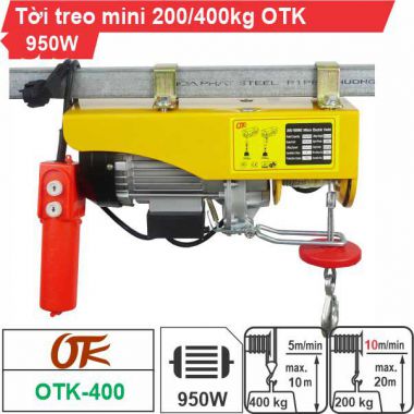 Tời điện mini OTK tải trọng 200kg/400kg công suất 950W sử dụng điện 220V bảo hành 6 tháng